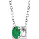 Sterling Silver 4 mm Natural Emerald 16-18" Necklace