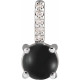  14K White Natural Black Onyx & .02 CTW Natural Diamond Pendant