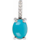 14K White 8x6 mm Natural Turquoise & .02 Natural Diamond Pendant