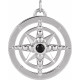 14K White Natural Black Onyx Compass Pendant