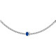14K White Lab-Grown Blue Sapphire 16" Necklace