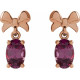 14K Rose 6x4 mm Natural Rhodolite Garnet Bow Earrings