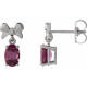 14K White 6x4 mm Natural Rhodolite Garnet Bow Earrings