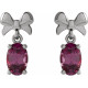 14K White 6x4 mm Natural Rhodolite Garnet Bow Earrings