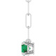 14K White Natural Emerald 18" Necklace