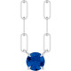 14K White Natural Blue Sapphire 16" Necklace