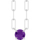 14K White Natural Amethyst 16" Necklace