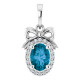 Platinum Natural London Blue Topaz & .08 CTW Natural Diamond Bow Pendant
