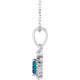 Sterling Silver Natural London Blue Topaz & .04 CTW Natural Diamond Bow 16-18" Necklace