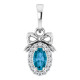 14K White Natural London Blue Topaz & .04 CTW Natural Diamond Bow Pendant