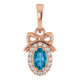 14K Rose Natural London Blue Topaz & .04 CTW Natural Diamond Bow Pendant