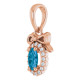 14K Rose Natural London Blue Topaz & .04 CTW Natural Diamond Bow Pendant