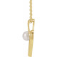 14K Yellow Cultured White Akoya Pearl Heart 16-18" Necklace