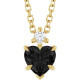 14K Yellow Natural Black Onyx & .03 CT Natural Diamond 16-18" Necklace
