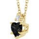 14K Yellow Natural Black Onyx & .03 CT Natural Diamond 16-18" Necklace