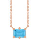 14K Rose Natural Swiss Blue Topaz 18" Necklace