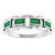 14K White Lab-Grown Emerald Chain Link Ring