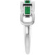 14K White Lab-Grown Emerald Chain Link Ring