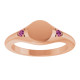 14K Rose Engravable Natural Pink Tourmaline Signet Ring