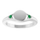 14K White Engravable Lab-Grown Emerald Signet Ring