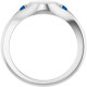 14K White Engravable Lab-Grown Blue Sapphire Signet Ring