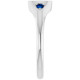 14K White Engravable Lab-Grown Blue Sapphire Signet Ring