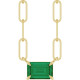 14K Yellow 6x4 mm Natural Emerald Solitaire 16" Necklace 