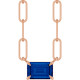 14K Rose 6x4 mm Natural Blue Sapphire Solitaire 18" Necklace 