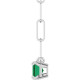 14K White 6x4 mm Natural Emerald Solitaire 18" Necklace 