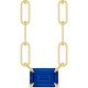 14K Yellow 6x4 mm Natural Blue Sapphire Solitaire 18" Necklace 