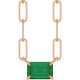 14K Rose 6x4 mm Natural Emerald Solitaire 18" Necklace 