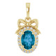14K Yellow Natural London Blue Topaz & .08 CTW Natural Diamond Bow Pendant