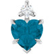 14K White Natural London Blue Topaz & .03 CT Natural Diamond Pendant