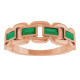14K Rose Lab-Grown Emerald Chain Link Ring