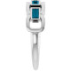 Platinum Natural London Blue Topaz Chain Link Ring