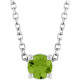 Sterling Silver 4 mm Natural Peridot 16-18" Necklace