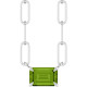 Sterling Silver 6x4 mm Natural Peridot Solitaire 18" Necklace 