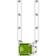 Sterling Silver 6x4 mm Natural Peridot Solitaire 18" Necklace 