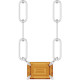 Sterling Silver 6x4 mm Natural Citrine Solitaire 18" Necklace 