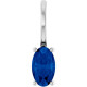 Sterling Silver 5x3 mm Lab-Grown Blue Sapphire Charm/Pendant