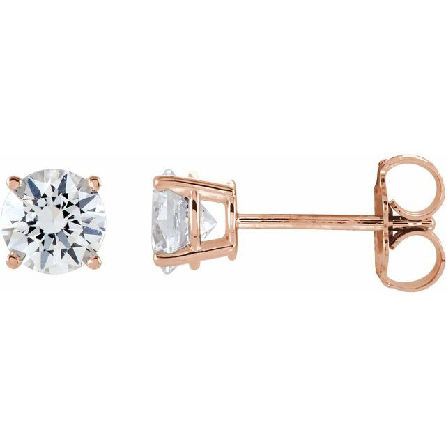 Moissanite Earrings in 14 Karat Rose Gold 6 mm Round Created Moissanite  Earrings