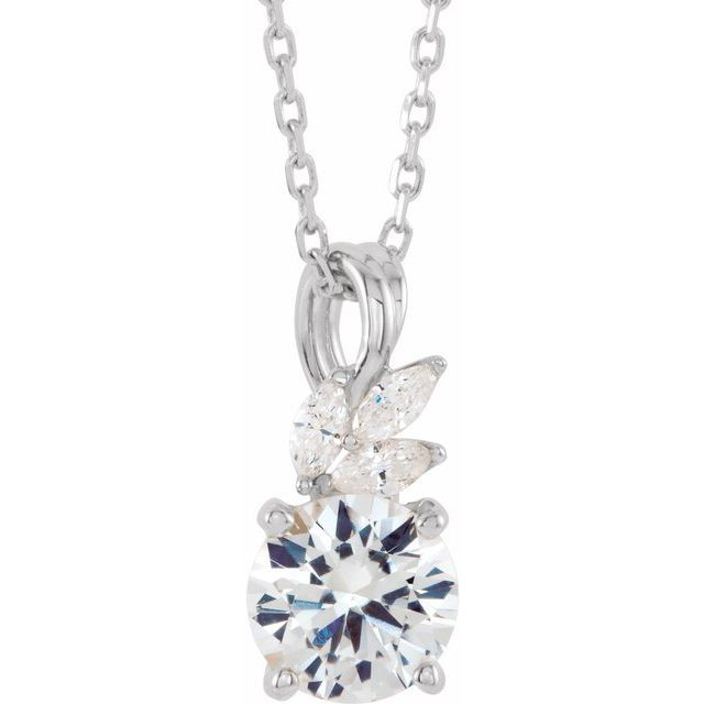 Sapphire Gem in Sterling Silver Sapphire and 0.10 Carat Diamond 16 inch  Necklace