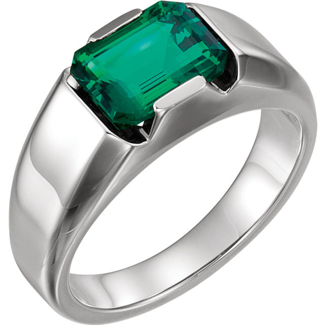 Green Emerald Ring Gold 10 Karat Men's Diamond Jewelry 11.25