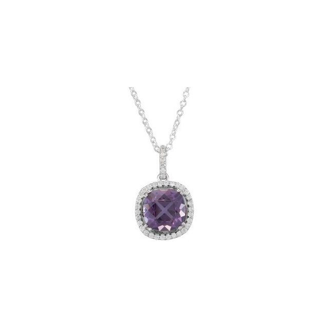 14 Karat White Gold Oval Amethyst And Round Brilliant Diamond Necklace –  Philadelphia Gold & Silver Exchange