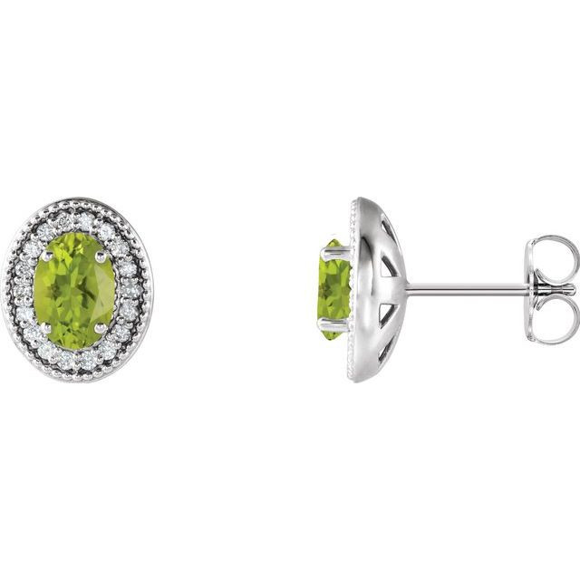 18K White Gold Plated 2.04 Carat Genuine Peridot and White Topaz .925  Sterling Silver Earrings | QSETE252PWT-SS18KW | QuintessenceJewelry