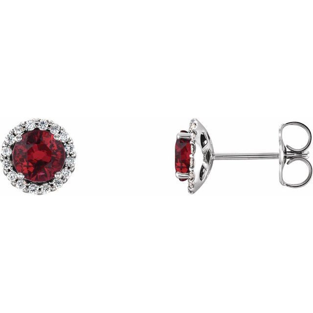 2 Total Carat Natural Ruby Stud Earrings in Platinum