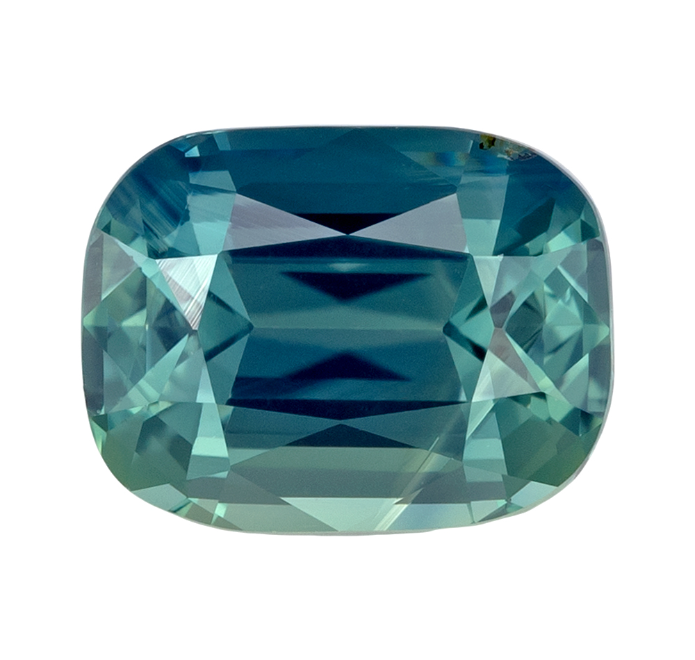 Vibrant Blue Green Sapphire Unheated Gemstone 1.64 Carats, Cushion Cut ...