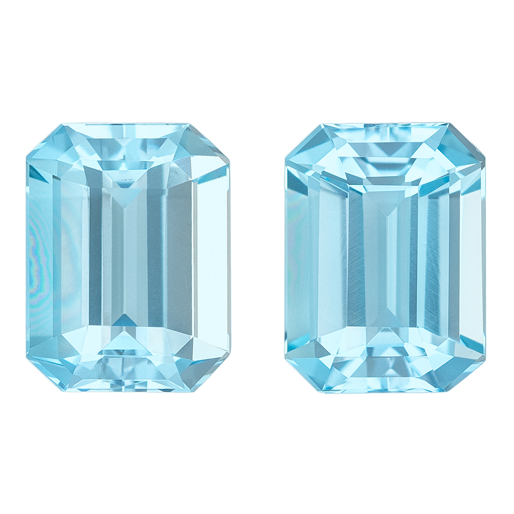 アクアマリン　81g 2.77 Carat Fine Blue Color Aquamarine Matched Pair, Octagon Cut, 8
