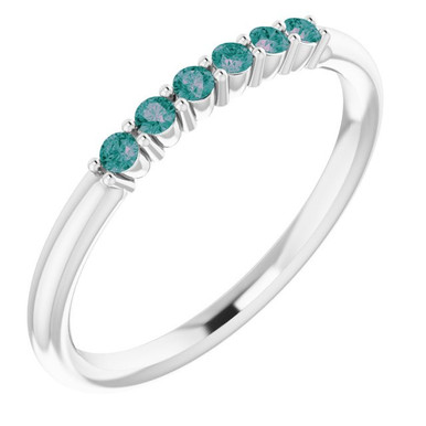 Genuine Alexandrite Ring in 14 Karat White Gold Alexandrite Stackable Ring
