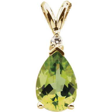 Buy 14 K Yellow Gold 10x7mm Pear Peridot and .04 Ct | AfricaGems